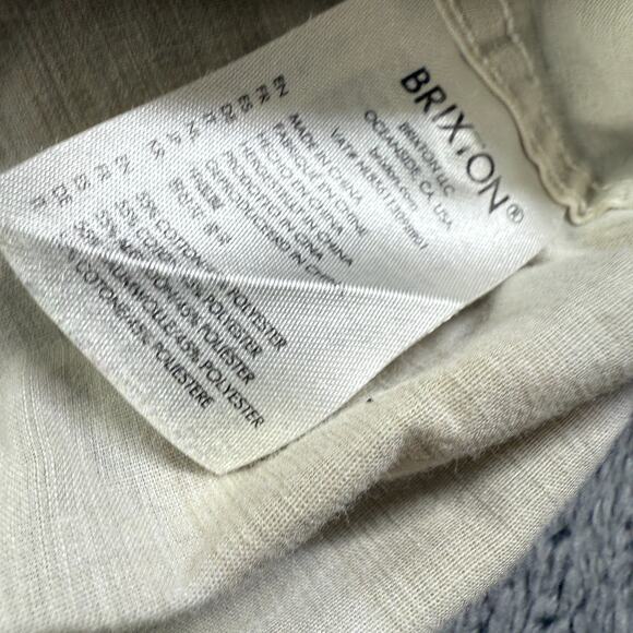 Brixton Retro Striped Button Up Shirt Mens XL Cream Beige Short Sleeve Knit - Picture 3 of 5